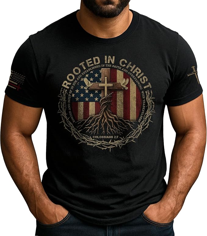 Rooted in Christ T-Shirt - Cross Jesus Shirt,